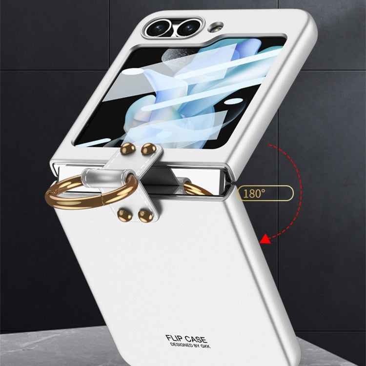 For Samsung Galaxy Z Flip5 GKK Ultra-thin PC Full Coverage Phone Case with Ring Holder / Tempered Film(Black) - Galaxy Z Flip5 Cases by GKK | Online Shopping UK | buy2fix