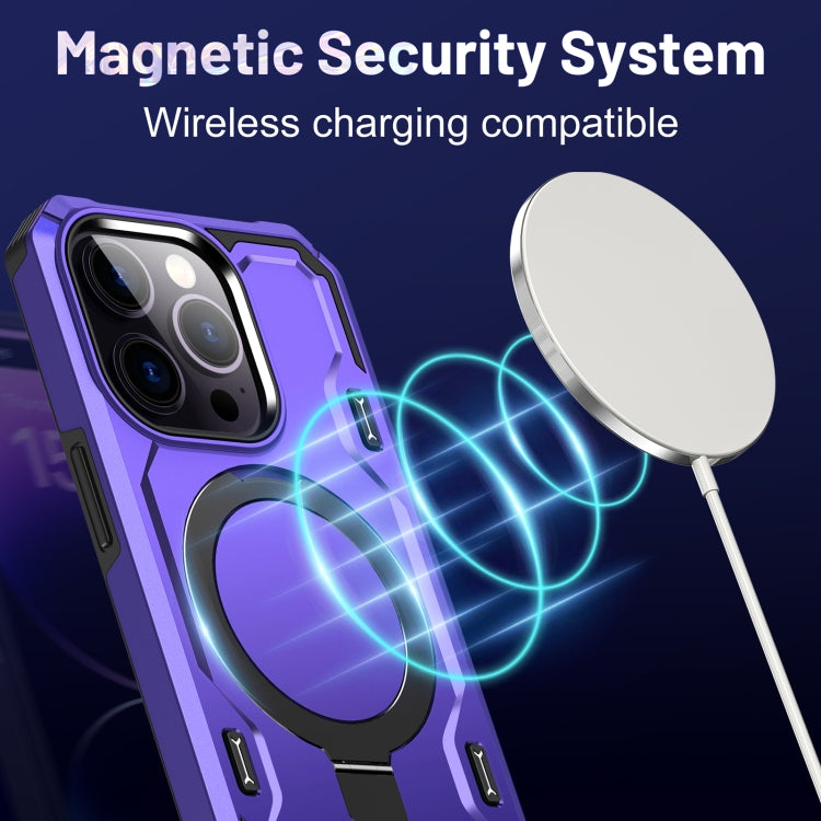 For iPhone 12 Pro Max Patronus MagSafe Magnetic Holder Phone Case(Purple) - iPhone 12 Pro Max Cases by buy2fix | Online Shopping UK | buy2fix