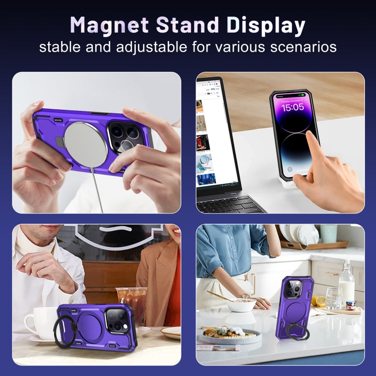 For iPhone 12 Pro Max Patronus MagSafe Magnetic Holder Phone Case(Purple) - iPhone 12 Pro Max Cases by buy2fix | Online Shopping UK | buy2fix