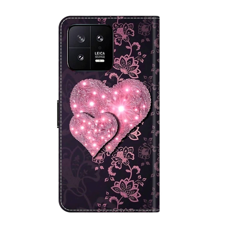 For Xiaomi 13 Crystal 3D Shockproof Protective Leather Phone Case(Lace Love) - 13 Cases by buy2fix | Online Shopping UK | buy2fix