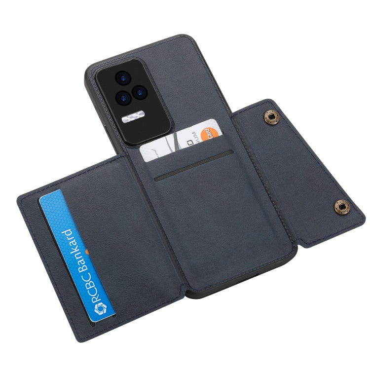 For Xiaomi Redmi K40S / Poco F4 Double Buckle Card Slots Magnetic Phone Case(Blue) - Poco F4 Cases by buy2fix | Online Shopping UK | buy2fix