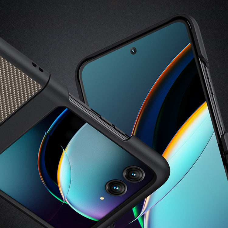 For Motorola Razr 40 Ultra Ultra-thin Carbon Fiber Texture Printing Phone Case(Black Blue) - Motorola Cases by buy2fix | Online Shopping UK | buy2fix