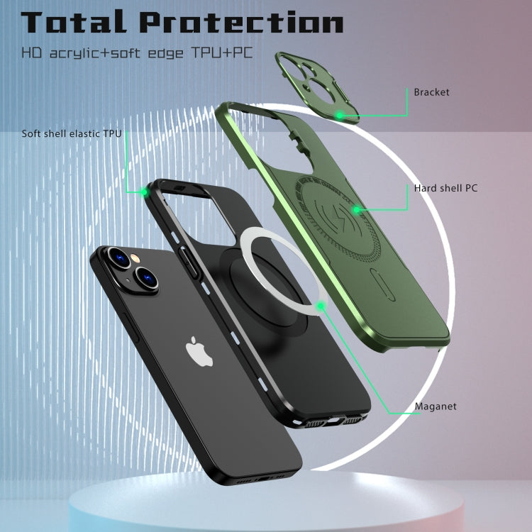 For iPhone 15 MagSafe Magnetic Invisible Camera Holder Phone Case(Green) - iPhone 15 Cases by buy2fix | Online Shopping UK | buy2fix