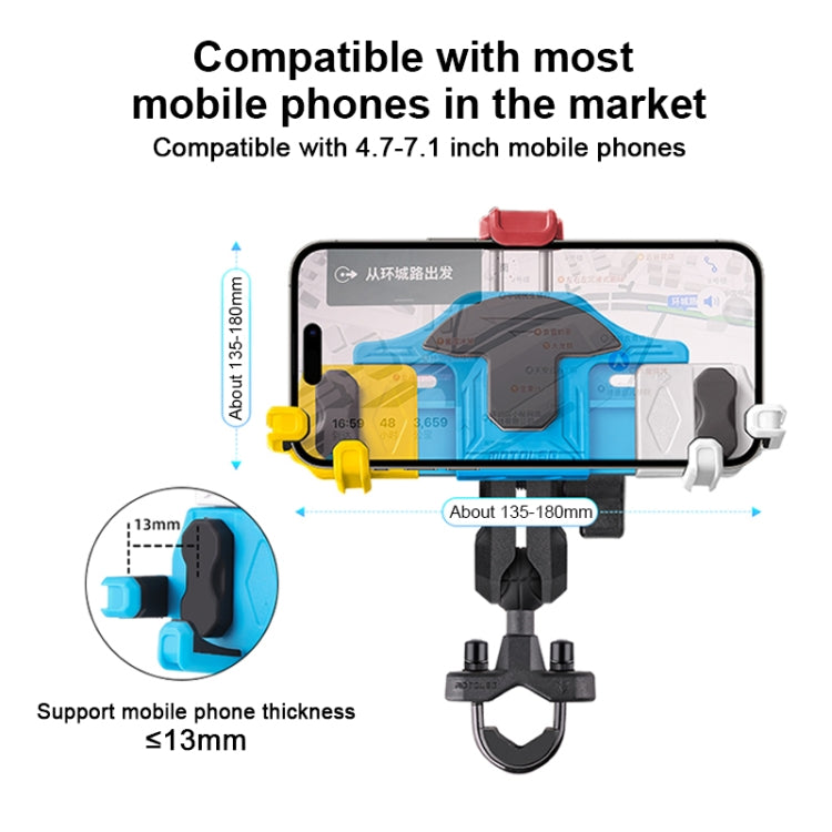 MOTOSLG Crab Motorcycle Phone Clamp Bracket M10 Ballhead Mount(Blue White Red) - Holder by MOTOLSG | Online Shopping UK | buy2fix