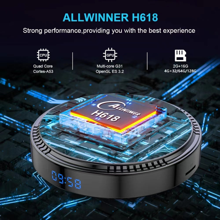 HK1RBOX H8-H618 Android 12.0 Allwinner H618 Quad Core Smart TV Box, Memory:2GB+16GB(EU Plug) - Allwinner H6 by buy2fix | Online Shopping UK | buy2fix