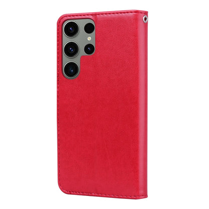 For Samsung Galaxy S23 Ultra 5G Rose Embossed Flip PU Leather Phone Case(Red) - Galaxy S23 Ultra 5G Cases by buy2fix | Online Shopping UK | buy2fix