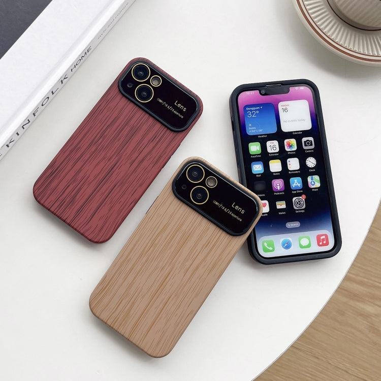 For iPhone 14 Pro Max Wood Grain TPU Phone Case with Lens Film(Grey) - iPhone 14 Pro Max Cases by buy2fix | Online Shopping UK | buy2fix