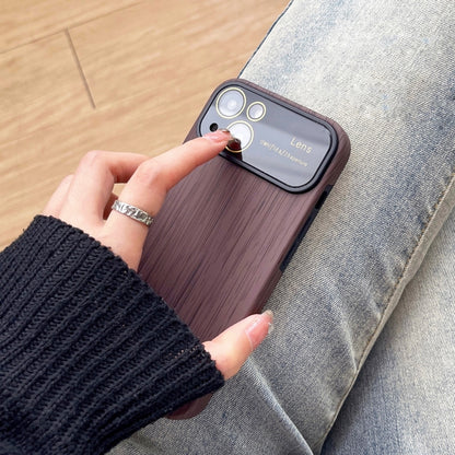 For iPhone 11 Pro Max Wood Grain TPU Phone Case with Lens Film(Grey) - iPhone 11 Pro Max Cases by buy2fix | Online Shopping UK | buy2fix