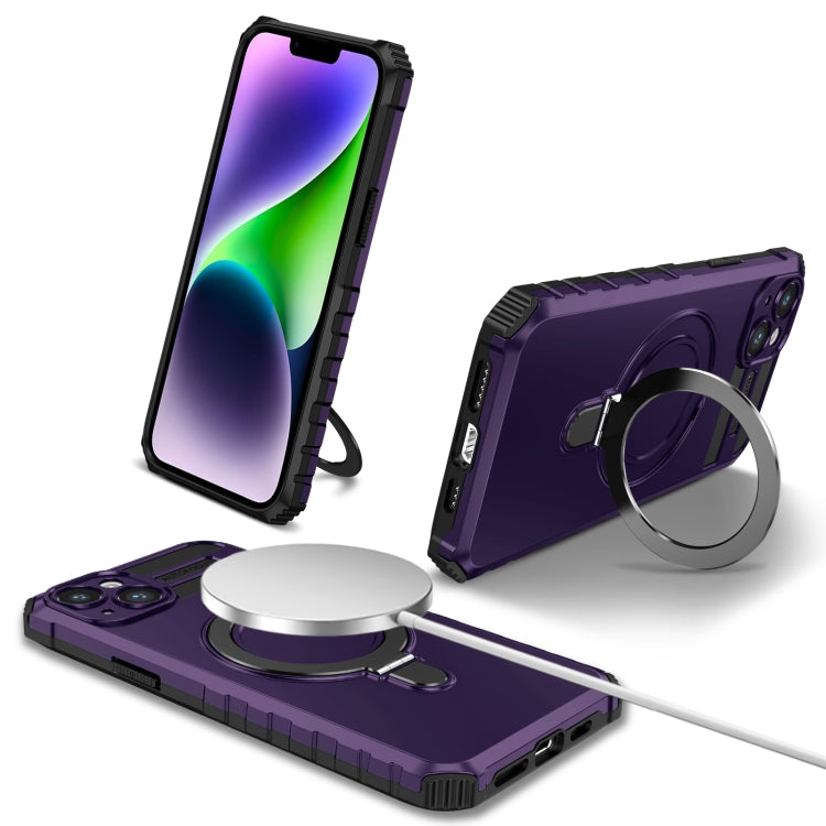 For iPhone 15 Plus MagSafe Magnetic Holder Phone Case(Purple) - iPhone 15 Plus Cases by buy2fix | Online Shopping UK | buy2fix