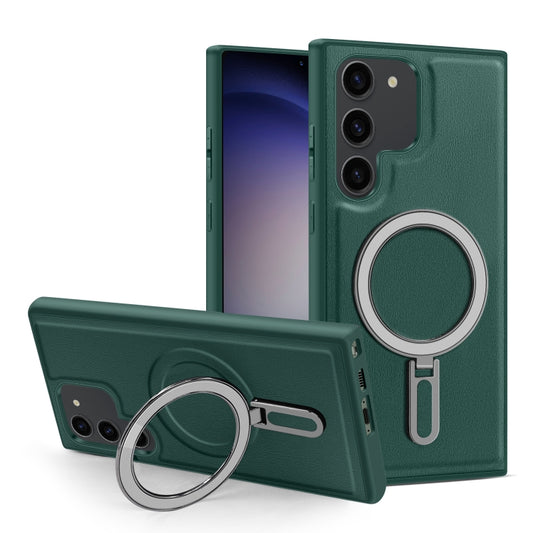 For Samsung Galaxy S23 5G MagSafe Magnetic Holder Phone Case(Green) - Galaxy S23 5G Cases by buy2fix | Online Shopping UK | buy2fix