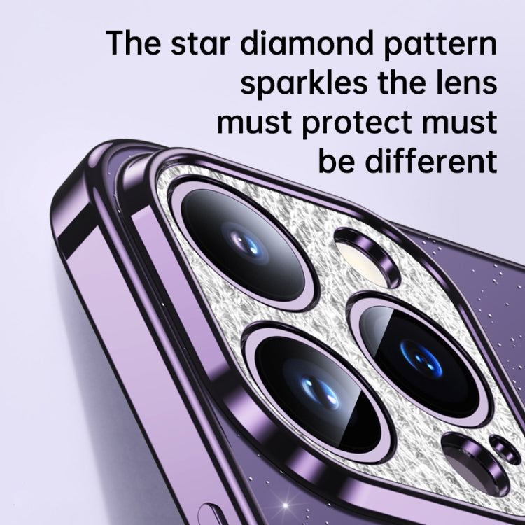 For iPhone 14 Pro SULADA Electroplated Transparent Glittery TPU Phone Case(Purple) - iPhone 14 Pro Cases by SULADA | Online Shopping UK | buy2fix