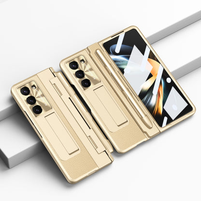 For Samsung Galaxy Z Fold5 5G Integrated Full Coverage Pen Slot Folding Phone Case with Stylus(Gold) - Galaxy Z Fold5 Cases by buy2fix | Online Shopping UK | buy2fix