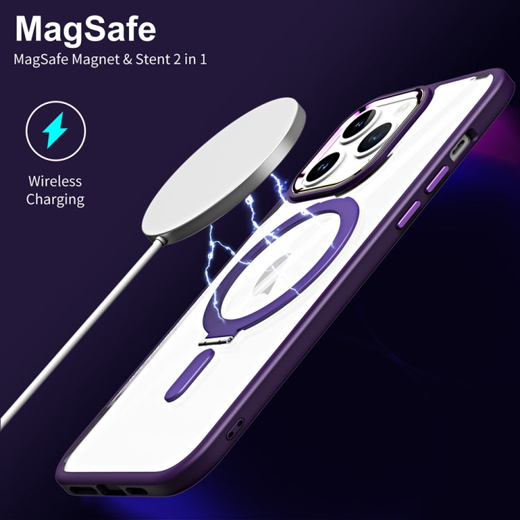 For iPhone 15 Pro Max MagSafe Magnetic Invisible Holder Phone Case(Dark Purple) - iPhone 15 Pro Max Cases by buy2fix | Online Shopping UK | buy2fix