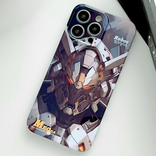 For iPhone 14 Pro Painted Pattern Precise Hole PC Phone Case(Grey Robot) - iPhone 14 Pro Cases by buy2fix | Online Shopping UK | buy2fix