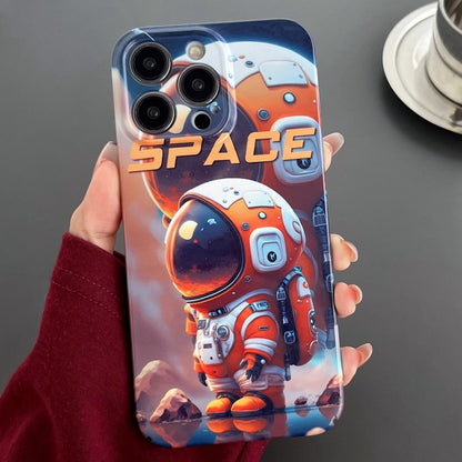 For iPhone 14 Pro Painted Pattern Precise Hole PC Phone Case(Orange Astronaut) - iPhone 14 Pro Cases by buy2fix | Online Shopping UK | buy2fix