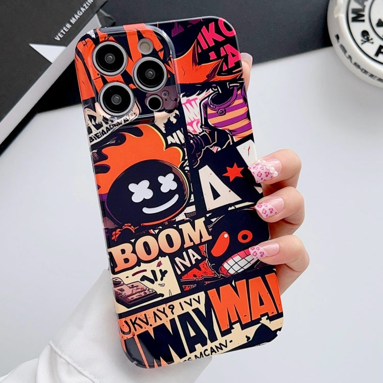 For iPhone 12 Pro Max Painted Pattern Precise Hole PC Phone Case(Orange Comics) - iPhone 12 Pro Max Cases by buy2fix | Online Shopping UK | buy2fix