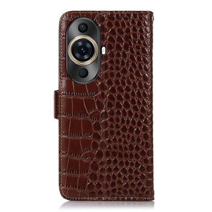For Huawei Nova 11 Pro / 11 Ultra Crocodile Top Layer Cowhide Leather Phone Case(Brown) - Huawei Cases by buy2fix | Online Shopping UK | buy2fix