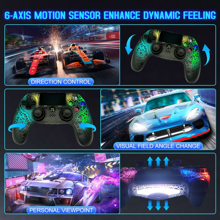 Crack Pattern RGB Light Wireless Game Controller for PS4 / PC / Android / iOS(White) - Gamepads by buy2fix | Online Shopping UK | buy2fix