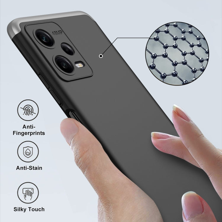 For Xiaomi Redmi Note 12 5G Global GKK Three Stage Splicing Full Coverage PC Phone Case(Black Silver) - Note 12 Cases by GKK | Online Shopping UK | buy2fix