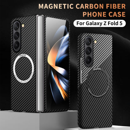 For Samsung Galaxy Z Fold5 Carbon Fiber Texture MagSafe Magnetic Phone Case(Blue) - Galaxy Z Fold5 Cases by buy2fix | Online Shopping UK | buy2fix