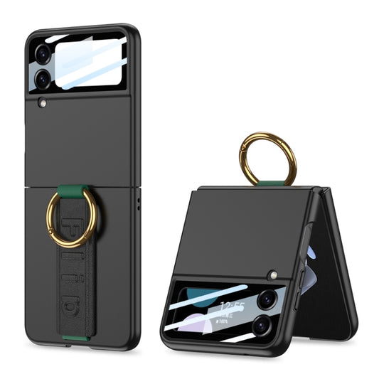 For Samsung Galaxy Z Flip4 5G GKK Integrated Ultrathin Shockproof Phone Case with Ring Wrist Strap(Black) - Galaxy Z Flip4 5G Cases by GKK | Online Shopping UK | buy2fix