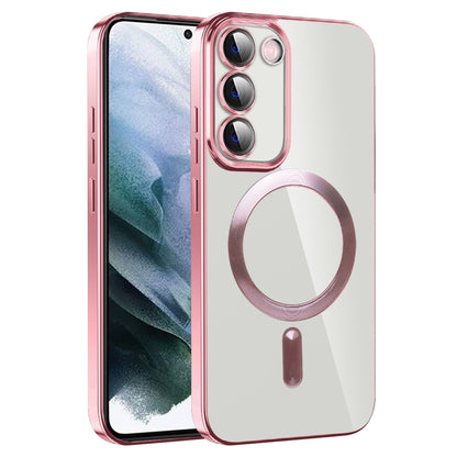 For Samsung Galaxy S21 5G CD Texture Plating TPU MagSafe Phone Case with Lens Film(Pink) - Galaxy S21 5G Cases by buy2fix | Online Shopping UK | buy2fix