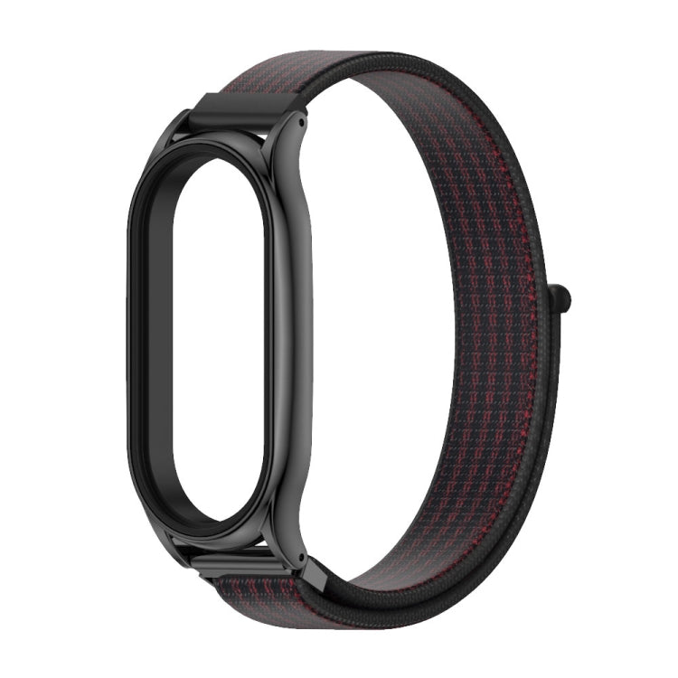 For Xiaomi Mi Band 8 Mijobs Plus Case Breathable Nylon Loop Watch Band(Black Red) - Watch Bands by MIJOBS | Online Shopping UK | buy2fix