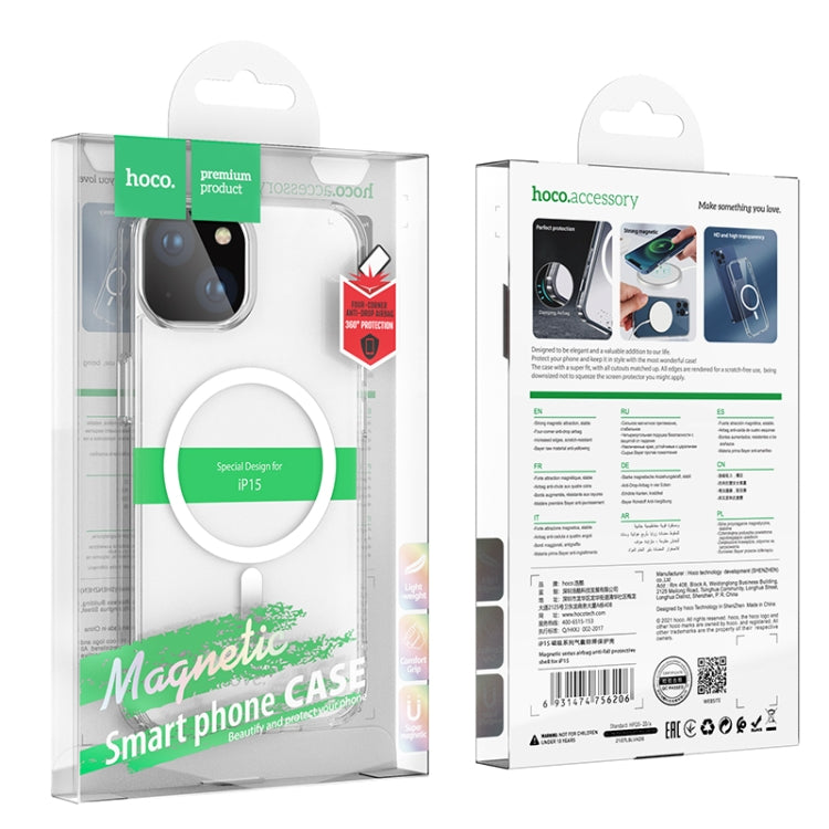 For iPhone 15 hoco SagSafe Magnetic Series Airbag Shockproof Phone Case(Transparent) - iPhone 15 Cases by hoco | Online Shopping UK | buy2fix