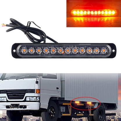DC12V-24V / 36W Car Truck Emergency Strobe Flash Warning Light 12LEDs Long Ultra-thin Side Lights(Yellow + Red + Yellow) - In Car by buy2fix | Online Shopping UK | buy2fix