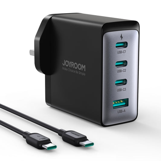 JOYROOM JR-TCG04 100W USB+3 x Type-C GaN Multi-port Charger Set, Specification:UK Plug(Black) - USB Charger by JOYROOM | Online Shopping UK | buy2fix