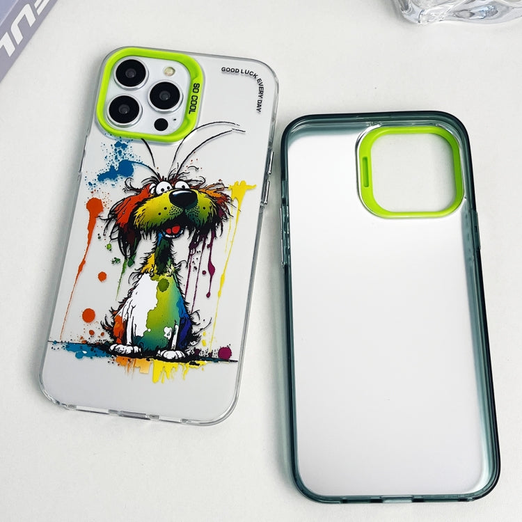 For iPhone 15 Pro Max Double Layer Color Silver Series Animal Oil Painting Phone Case(Cuddle Cat) - iPhone 15 Pro Max Cases by buy2fix | Online Shopping UK | buy2fix