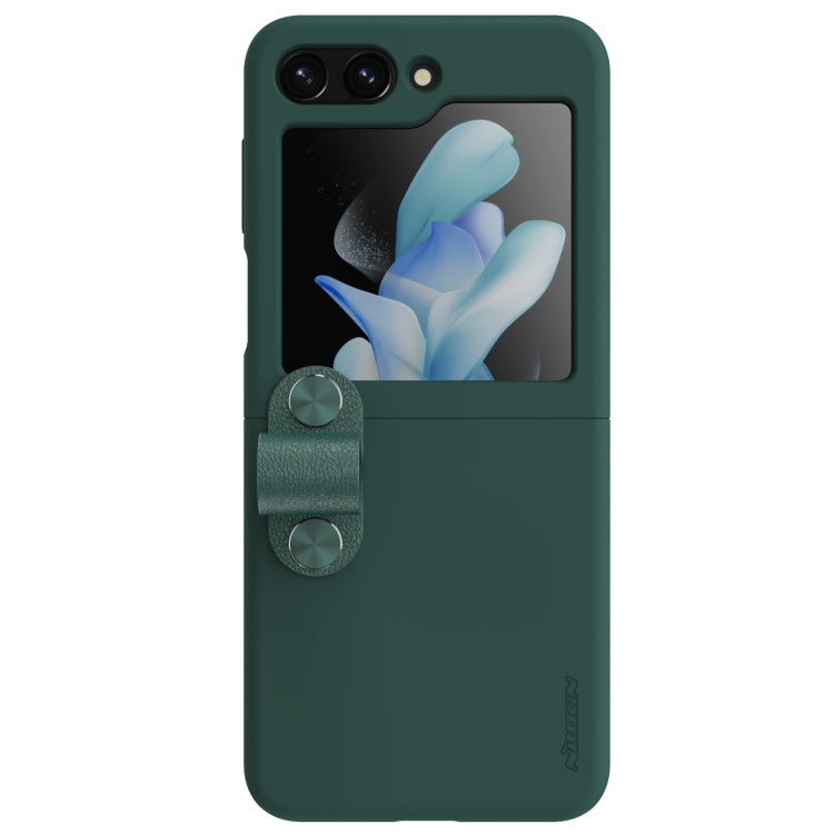 For Samsung Galaxy Z Flip5 NILLKIN Skin Feel Liquid Silicone Phone Case With Finger Strap(Green) - Galaxy Z Flip5 Cases by NILLKIN | Online Shopping UK | buy2fix