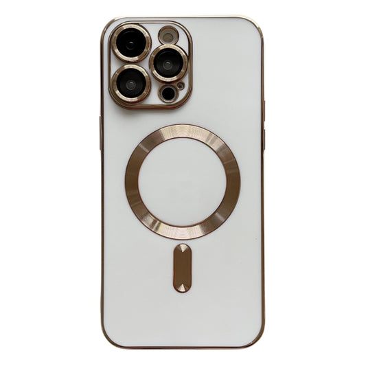 For iPhone 13 Pro Max Magsafe Plating TPU Phone Case with Lens Film(White) - iPhone 13 Pro Max Cases by buy2fix | Online Shopping UK | buy2fix