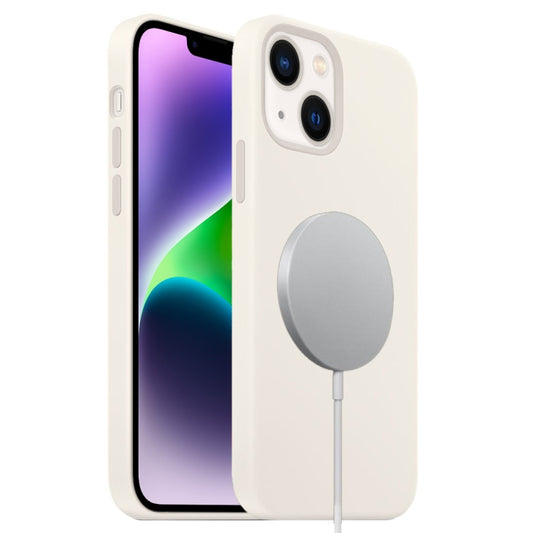 For iPhone 14 MagSafe Liquid Silicone Full Coverage Phone Case(White) - iPhone 14 Cases by buy2fix | Online Shopping UK | buy2fix