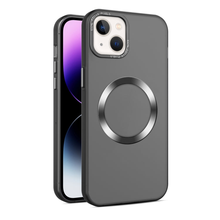For iPhone 15 CD Texture MagSafe Frosted Translucent Phone Case(Black) - iPhone 15 Cases by buy2fix | Online Shopping UK | buy2fix