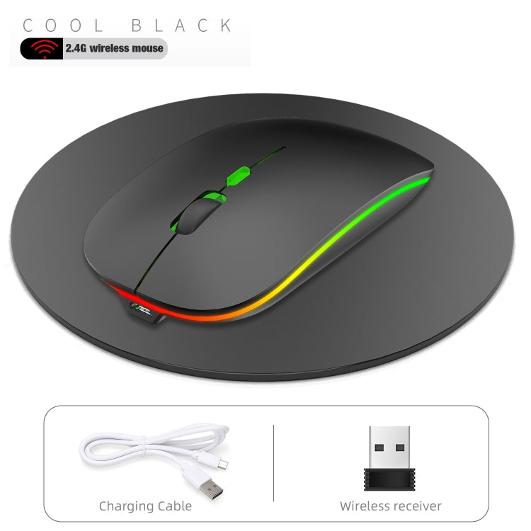 HXSJ M40 2.4GHZ 800,1200,1600dpi Third Gear Adjustment Colorful Wireless Mouse USB Rechargeable(Black) - Wireless Mice by HXSJ | Online Shopping UK | buy2fix