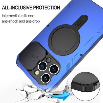 For iPhone 15 Pro Max Camera Shield MagSafe Holder Life Waterproof Phone Case(Blue) - iPhone 15 Pro Max Cases by buy2fix | Online Shopping UK | buy2fix