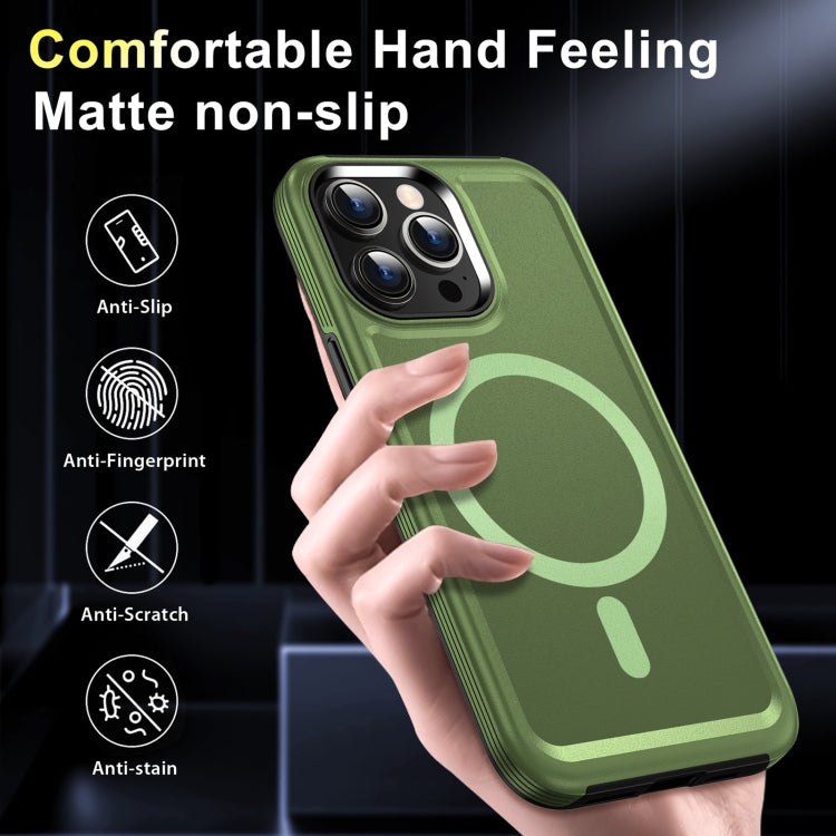For iPhone 15 Shield Armor MagSafe TPU Hybrid PC Phone Case(Grass Green) - iPhone 15 Cases by buy2fix | Online Shopping UK | buy2fix