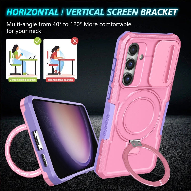 For Samsung Galaxy S23 FE 5G Sliding Camshield Magsafe Holder TPU Hybrid PC Phone Case(Purple Pink) - Galaxy S23 FE 5G Cases by buy2fix | Online Shopping UK | buy2fix