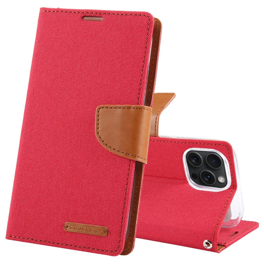 For iPhone 15 Pro Max GOOSPERY CANVAS DIARY Fabric Texture Flip Leather Phone Case(Red) - iPhone 15 Pro Max Cases by GOOSPERY | Online Shopping UK | buy2fix