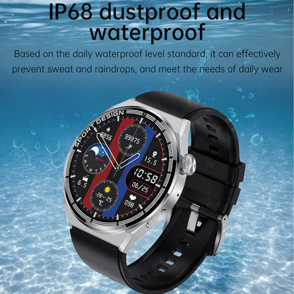 HDT MAX 1.60 inch Silver Dial Silicone Band IP68 Waterproof Smart Watch Support Bluetooth Call(Black) - Smart Watches by buy2fix | Online Shopping UK | buy2fix