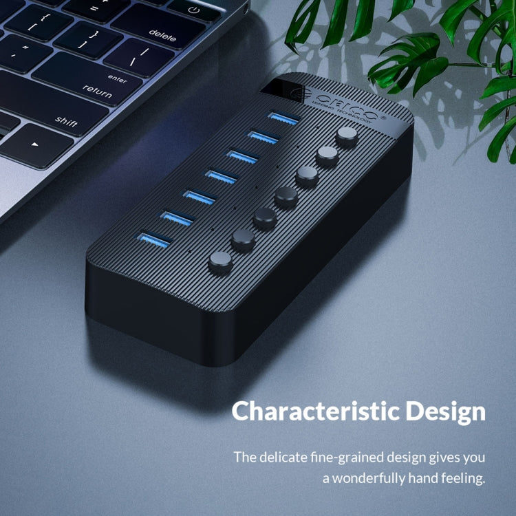 ORICO CT2U3-13AB Plastic Stripes 13 Ports USB 3.0 HUB with Individual Switches, Plug:UK Plug(Black) - USB 3.0 HUB by ORICO | Online Shopping UK | buy2fix