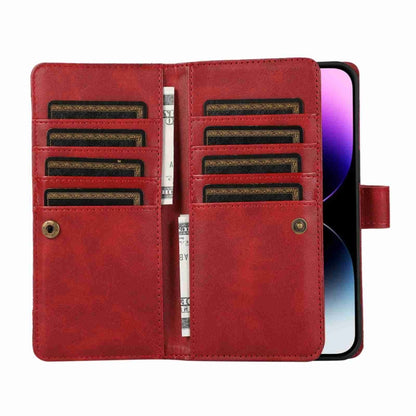 For iPhone 15 Pro Max Wristband Card Slot Leather Phone Case(Red) - iPhone 15 Pro Max Cases by buy2fix | Online Shopping UK | buy2fix