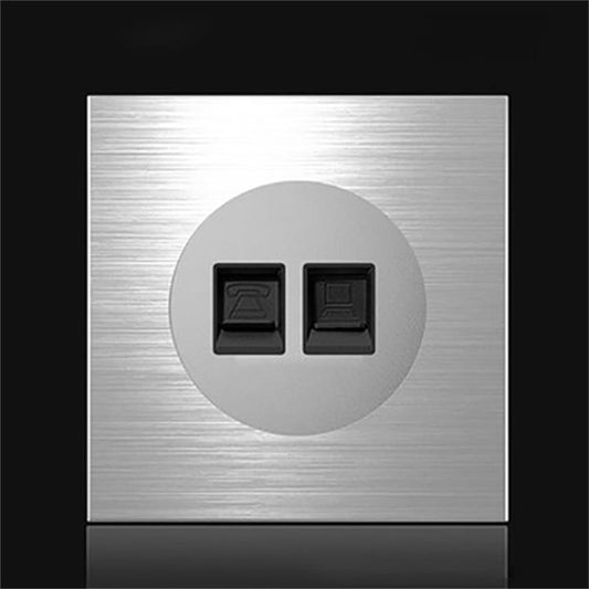 86mm Gray Aluminum Wire Drawing LED Switch Panel, Style:Telephone-Computer Socket - Consumer Electronics by buy2fix | Online Shopping UK | buy2fix