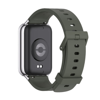 For Xiaomi Smart Band 9 Pro / 8 Pro Mijobs Silicone Breathable Watch Band(Khaki Green+Silver) - Watch Bands by MIJOBS | Online Shopping UK | buy2fix