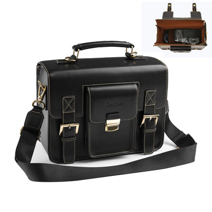 Cwatcun D83 Vintage Small Camera Case Leather Camera Messenger Bag, Size:24 x 17 x 12cm(Black) - Strap Satchel by Cwatcun | Online Shopping UK | buy2fix