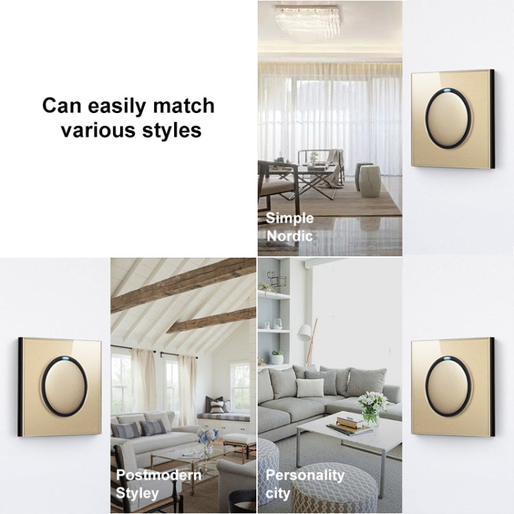 86mm Round LED Tempered Glass Switch Panel, Gold Round Glass, Style:One Open Dual Control - Consumer Electronics by buy2fix | Online Shopping UK | buy2fix