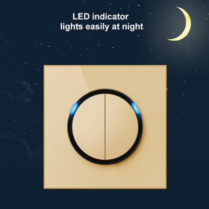 86mm Round LED Tempered Glass Switch Panel, Gold Round Glass, Style:Three Billing Control - Consumer Electronics by buy2fix | Online Shopping UK | buy2fix