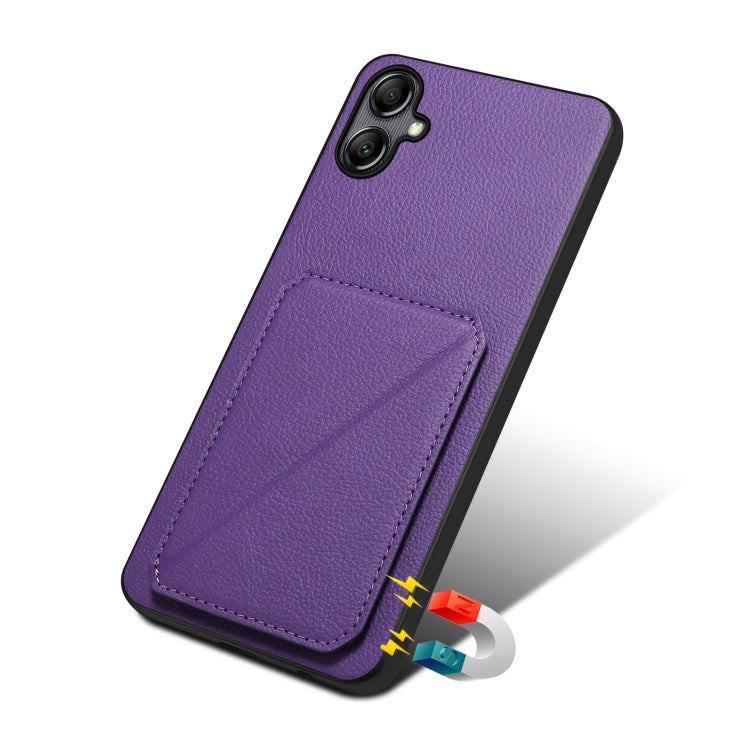 For Samsung Galaxy S24 5G Denior Imitation Calf Leather Back Phone Case with Holder(Purple) - Galaxy S24 5G Cases by Denior | Online Shopping UK | buy2fix