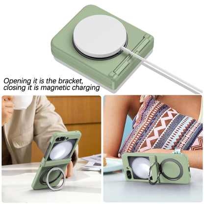 For Samsung Galaxy Z Flip5 5G 360 Degree Stand MagSafe Magnetic All-inclusive Phone Case(Light Green) - Galaxy Z Flip5 Cases by buy2fix | Online Shopping UK | buy2fix